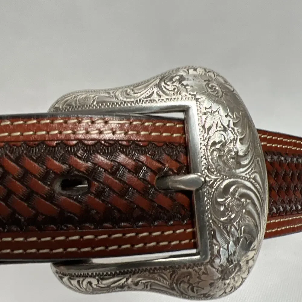 Ranger Belt Company Studded Cowhide Handtooled 40 Western
